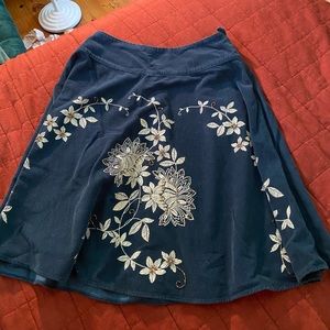 Blue corduroy dress with flowers